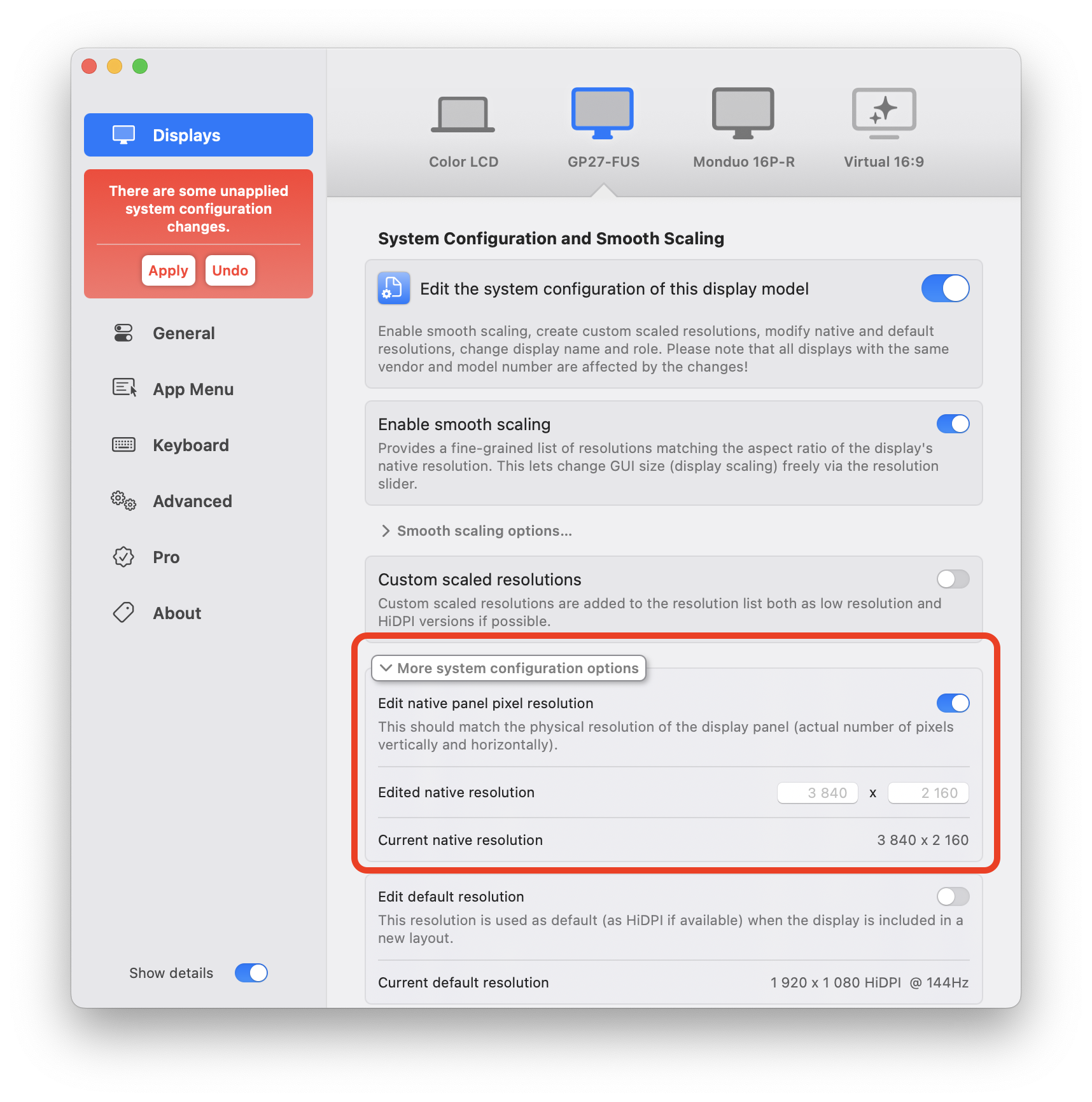 原生面板像素分辨率设置