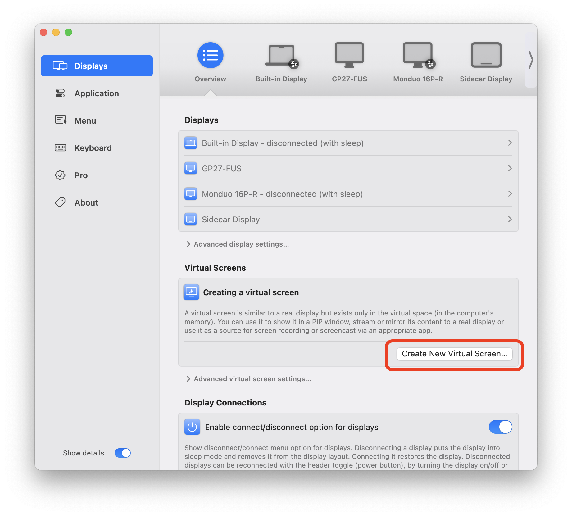 创建新虚拟屏幕
