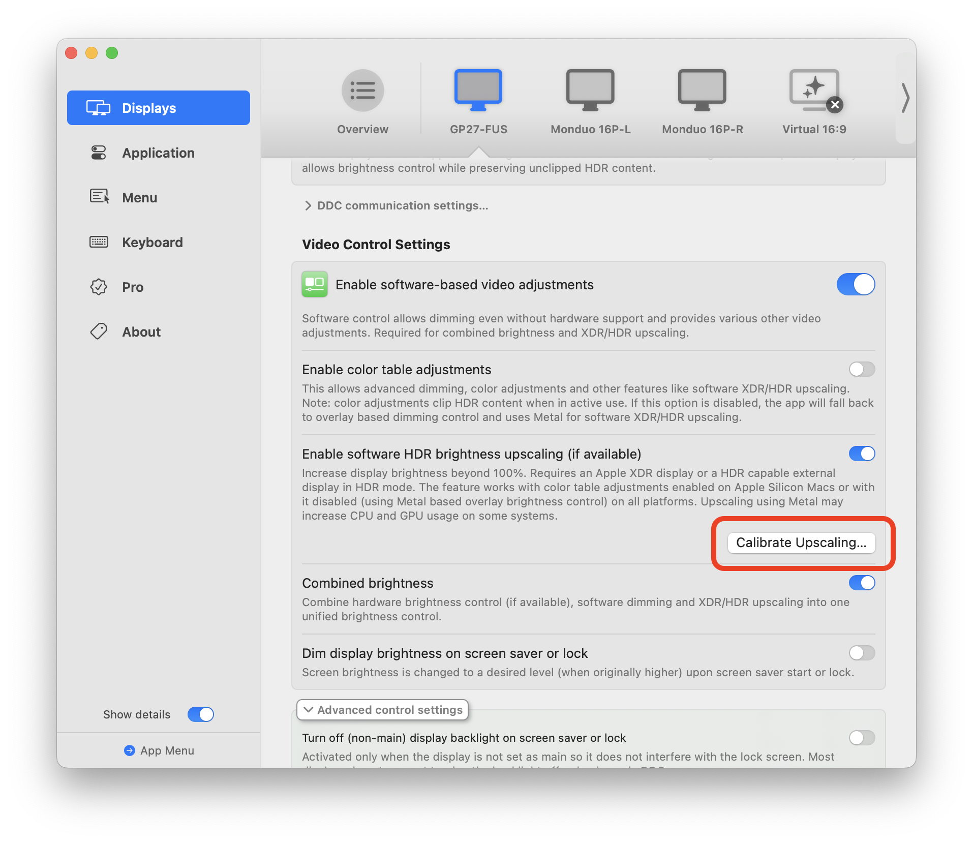 HDR 增强校准设置